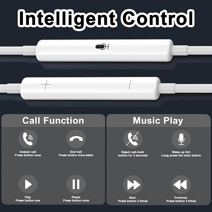 USB C Headphones for iPhone 17 16 15, Type C Earphones with Mic & Remote Control Noise Cancelling, Wired Ear Buds USB-C HiFi Bass Earphones for iPhone 17/16/15 Pro Max, for iPad Pro, Most USB C Jack