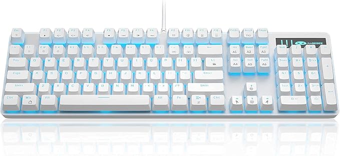 MageGee Mechanical Gaming Keyboard, Wired USB Adjustable Backlight Keyboard, New Mechanical Storm 100% Anti-ghosting Keyboards with Blue Switches for Windows PC/MAC Games (White)