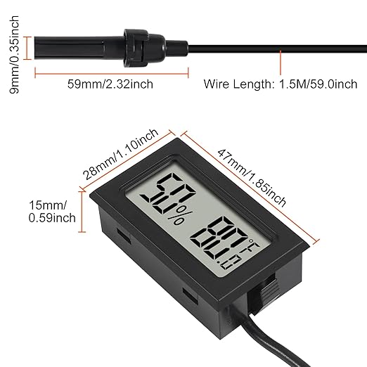 6Pcs Mini Digital Thermometer Hygrometer Gauge Indoor with Probe Sensor LCD Display Meter Temperature Humidity Fahrenheit Meter for Incubator Reptile Plant Tank Garden ℉