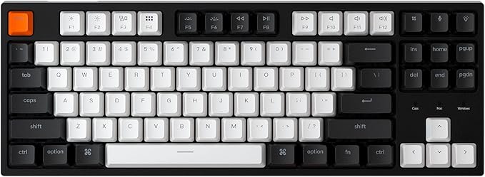 Keychron C1 Hot-swappable Wired Mechanical Computer Keyboard with Gateron G Pro Brown Switch/Double-Shot ABS Keycaps/White Backlight/USB Type-C Cable, Tenkeyless 87 Keys for Mac Windows PC