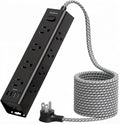 Addtam 10FT Power Strip Surge Protector, 12 Wide Spaced Outlets 4 USB Ports, Flat Plug Extension Cord, Wall Mount Outlet Extender, 1050J Protection for Desk Office Gaming, ETL Listed, Black
