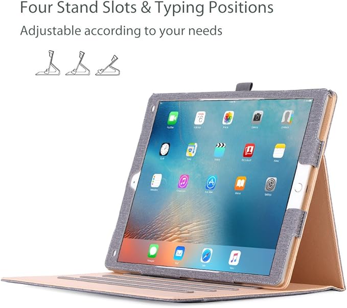 ProCase for iPad Pro 12.9 2017/2015 Case (1st & 2nd Generation), Stand Folio Case Cover for iPad Pro 12.9 Inch (Old Model 2017/2015), with Multiple Viewing Angles, Pencil Holder -Gray