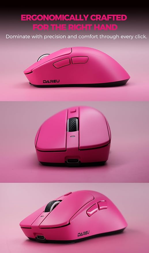 DAREU AE7 Pro Wireless Gaming Mouse with Charging Dock, 8K Polling, 30K DPI Custom P3950 Sensor, 62g Lightweight Right-Handed Mouse w/Tri-Mode connectivity,6 Programmable Buttons
