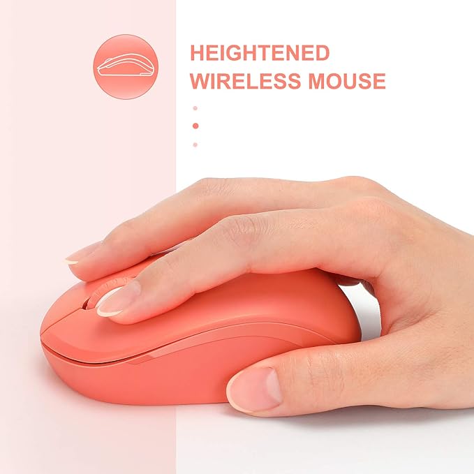 seenda Wireless Mouse, 2.4G Noiseless Mouse with USB Receiver Portable Computer Mice for PC, Tablet, Laptop, Notebook - Living Coral