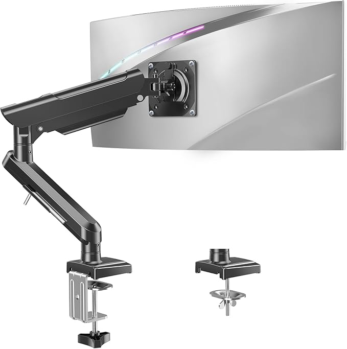 Single Monitor Mount for 32 27 24 22 inch Screen, Monitor Arm Holds 4.4-22 lbs, Monitor Desk Mount, Gaming & Home Office Use, VESA 75x75mm & 100x100mm, Freelift Pro Black