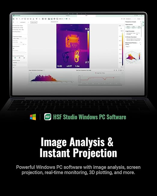 F2W Thermal Camera 256x192 IR Resolution,640x480 Super Resolution Thermal Imaging Camera, IntellFault Intelligent Scene,3.2" Screen,25Hz,-4°F to 1022°F,App Image Transfer & PC Analysis,Case