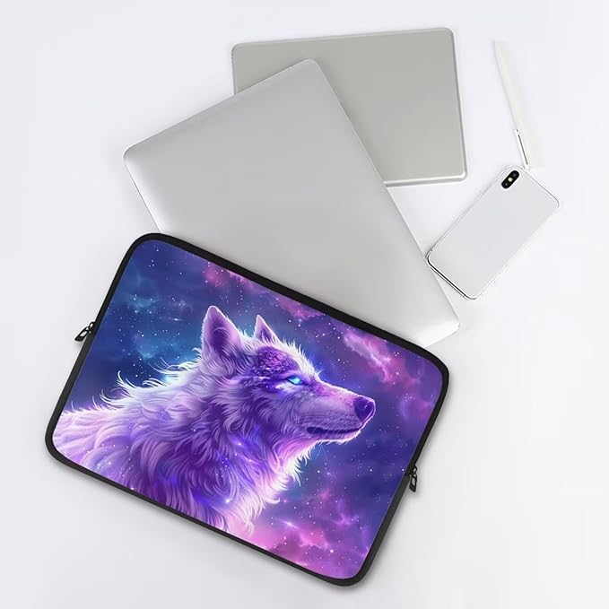Galaxy Wolf Laptop Protective Sleeve for Women Men Computer Sleeve 10 inch Laptop Case Bag Portable Computer Carrying Case Suitable GITS for Teens Boys Tablet Bags Purple