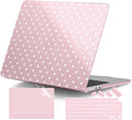 DONGKE Compatible with M5 MacBook Air 15 inch Case 2026 2025-2023 A3448 A3241 A3114 A2941 M4 M3 M2 Liquid Retina Display Touch ID, Protective Hard Shell Cover & Keyboard Skin - White Polka Dots