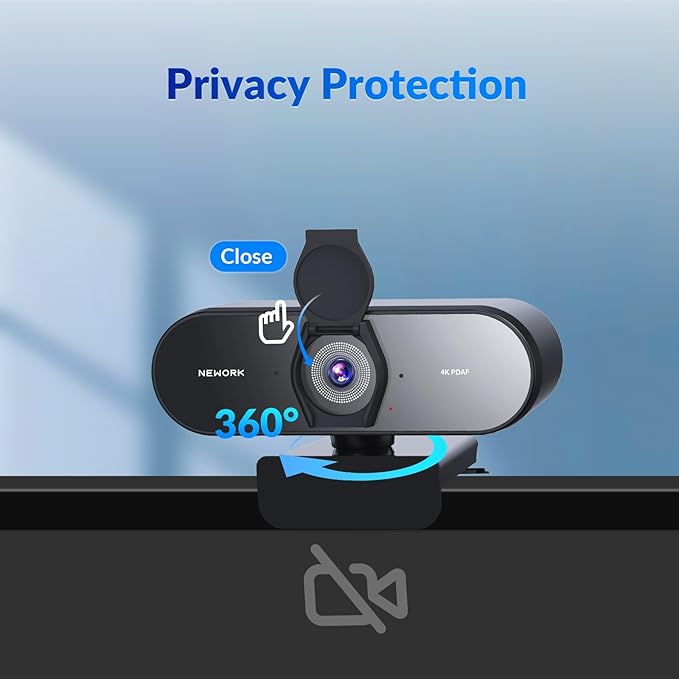 4K Webcam for PC with PDAF & CDAF Dual-autofocus, Ultra 4K HD, 2 Noise Reduction Mics, Auto Light Correction, Privacy Cover & Tripod, 79°FOV, Streaming Camera for PC, Mac, Laptop, Video Calls