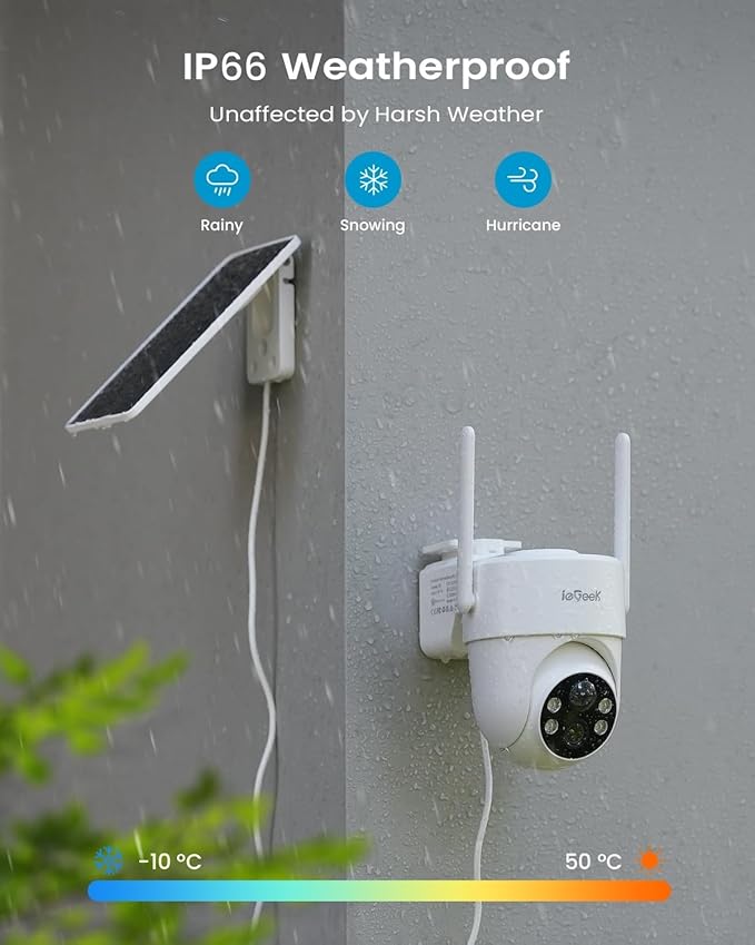 ieGeek 2 Pack S5 Solar Security Cameras Wireless Outdoor – 2K 3MP WiFi Camera with Removable Solar Panel, 360° Pan Tilt, Color Night Vision, AI Detection, 2-Way Audio, IP65 for Home Security