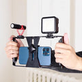 Smartphone Video Rig, Phone Video Stabilizer Grip Vlogging Cage with Cold Shoe 1/4 Screw Hole, Phone Handheld Rig for Videomaker Film Maker Video Grapher Live Recording