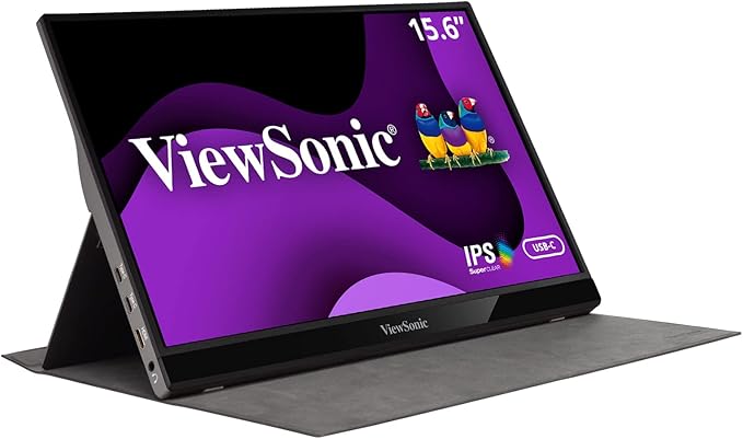 ViewSonic VG1656-2K 16 Inch 1600p Portable Monitor, WQXGA IPS for Improved Workflows and Second Screen Productivity, Built-in Stand, 65W USB-C, mini HDMI, and Smart Cover Inputs