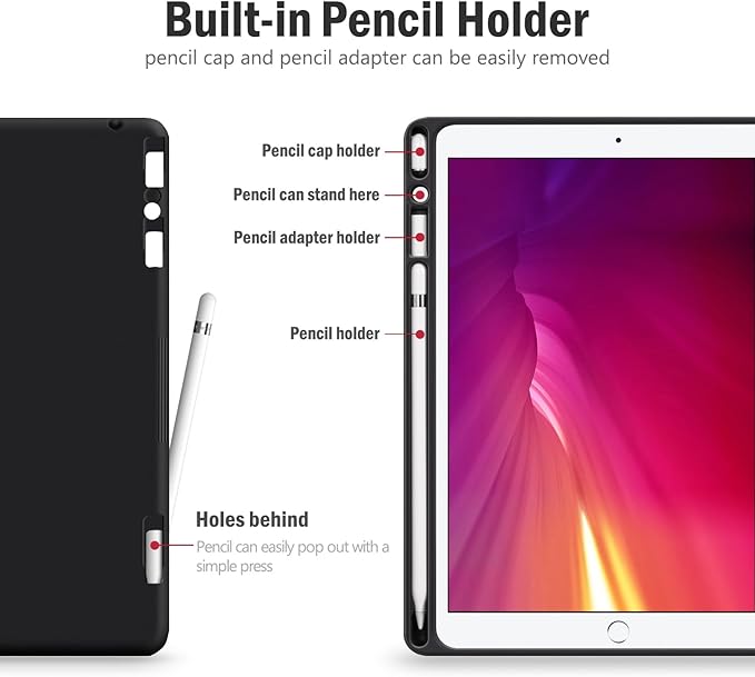 Antbox Case for iPad Air 2/iPad 6th/5th Generation(9.7'')/Pro 9.7''/Air 1 Vegan Leather Case with Pencil Holder Auto Sleep/Wake Function Smart Cover for iPad 9.7'' (Red)