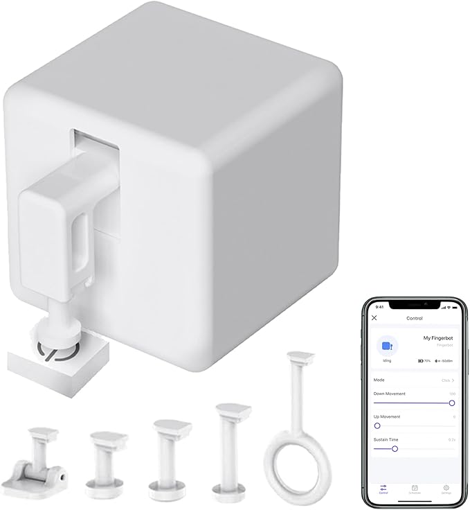 Smart Switch Button Pusher: Bluetooth Fingerbot Plus with Toolkit for Any Buttons & Switches, Tuya App Control,No Wiring Switch Bot Button, Add a Blutooth Hub Compatible with Alexa Google Home (White)