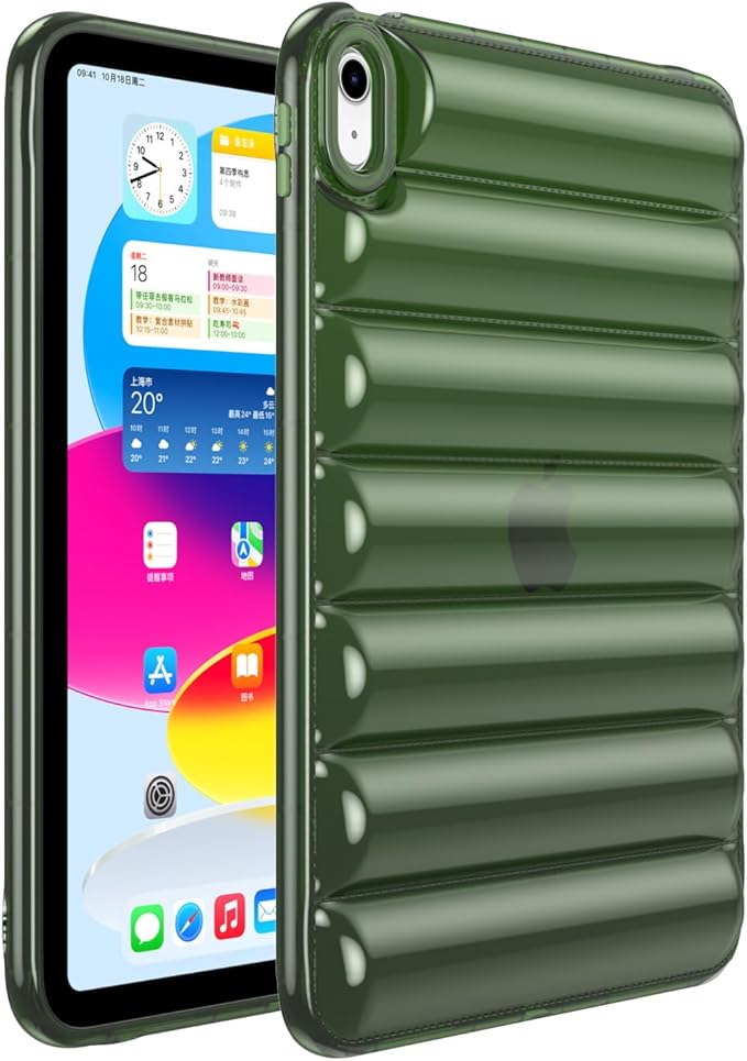 for iPad (A16) 11th Generation Case 11 inch 2025/iPad 10th Generation 10.9 inch (2022) Shockproof Soft TPU Back Cover Silicone Bumper Anti-Yellowing Lightweight Protective Clear Shell, Green