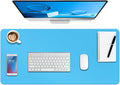 Boutilon Leather Desk Pad Protector,Non-Slip Mouse Pad,Laptop Desk Pad,Office Mouse Mat,Waterproof Leather Desk Blotter,Desk Writing Pad for Office and Home(M-Aqua Blue,30"x14")