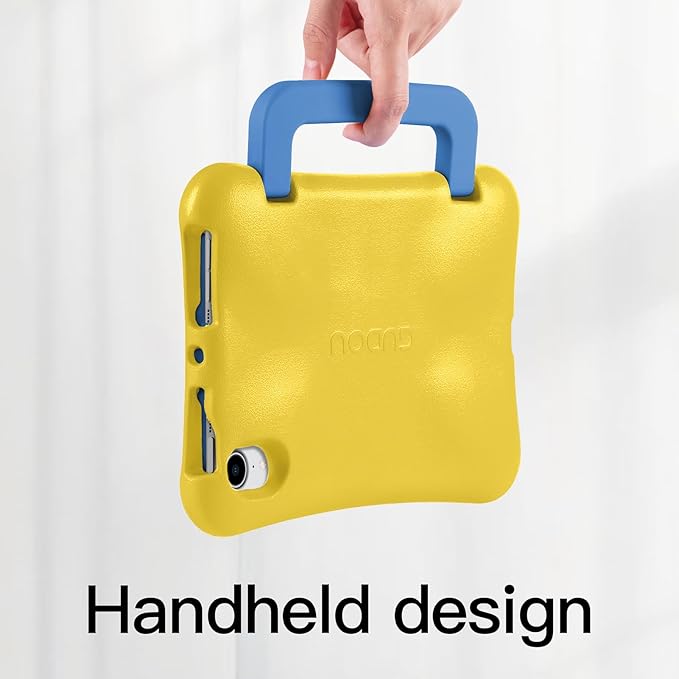 Kids Case for iPad mini 7 (A17 Pro) 2024 /iPad Mini6 2021, Light Weight Heavy Duty/Shockproof/Drop Proof with Handle/Kickstand, Child Friendly Cover for iPad mini 7th/6th Gen 8.3inch (Yellow)
