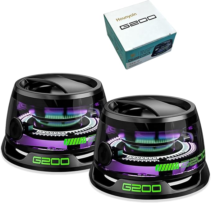 2 Pcs G200 Magnetic Bluetooth Speaker,Multifunctional Portable Mini Speaker with Multi RGB Color Light Show-3D Surround Sound Effect,Christmas Birthday Gifts