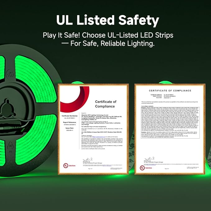 BTF-LIGHTING FCOB IP65 Waterproof Green Color COB LED Strip 16.4FT DC12V 480LED/m 8mm Width Flexible High Density CRI 90+ Dimmable LED Light for Home Indoor Decor(No Controller or Adapter)
