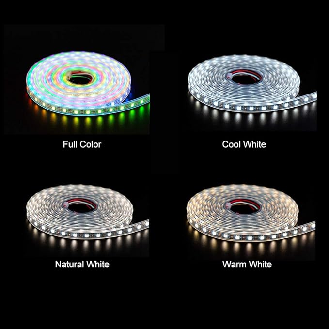 BTF-LIGHTING RGBW RGB+Cool White SK6812 (Similar WS2812B) 4 Colors in 1 LED Strip Individually Addressable 16.4ft 60Pixel/m 300LED Light Dream Color IP30 DC5V Black PCB (No Adapter or Controller)
