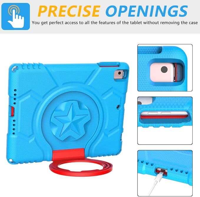 Kids Case for iPad 5th/6th Generation 9.7-inch 2017/2018 Release, Lainergie iPad Air 2 Case with Screen Protector, iPad Pro 9.7 Protective Cover Case Lightweight Shockproof with Handle Stand,Blue