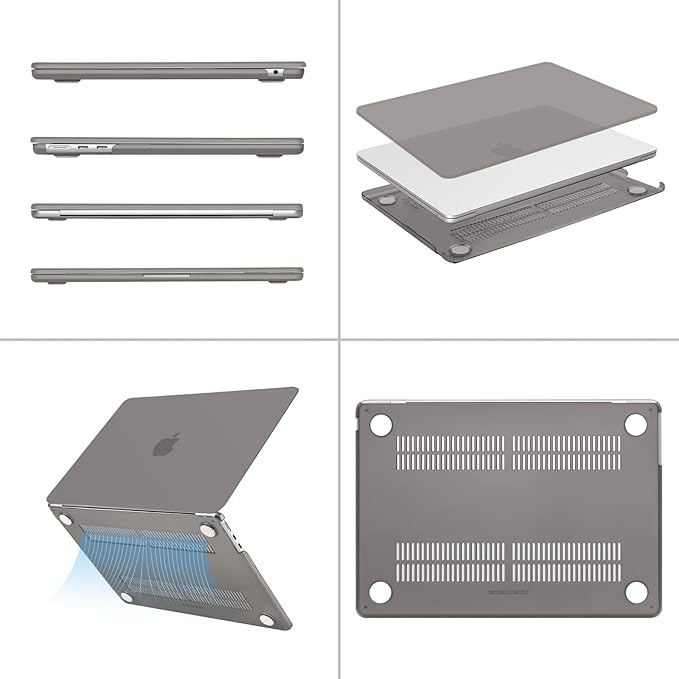 MOSISO Compatible with MacBook Air 13 inch Case M5 2026 M4 2025 M3 M2 2024-2022 A3449 A3240 A3113 A2681, Scratches-Resistant Protective Hard Shell for MacBook Air 13.6 inch Case, Gray
