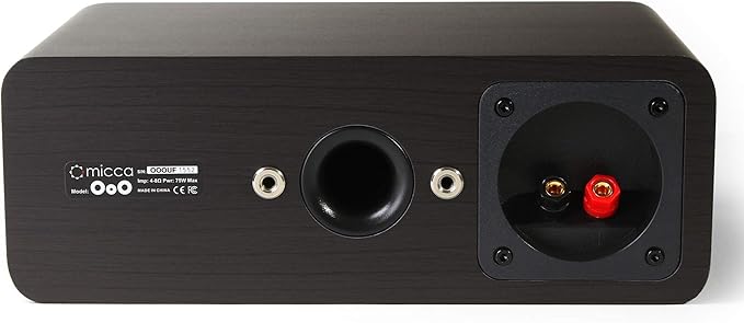 Micca OoO Slim Center Channel Speaker with 3-Inch Woofers and Silk Tweeter, Thin Design Under 4" Tall, for Desktop Stereo or Home Theater Surround Sound, Wall Mountable, Single, Dark Walnut