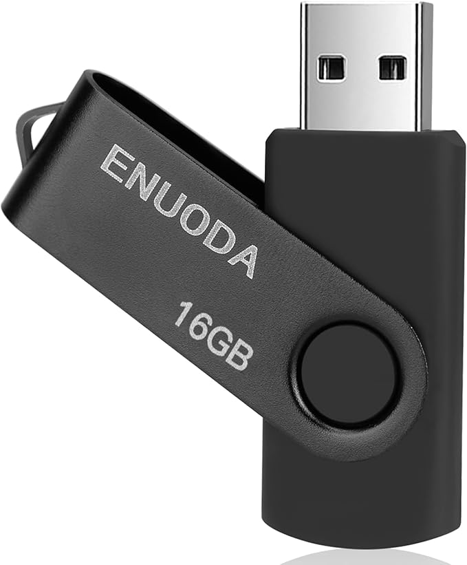 16GB Flash Drive ENUODA 1 Pack Thumb Drive 16GB USB 2.0 Memory Stick Jump Drive Pen Drive for File Storage and Data Transfer (Black)
