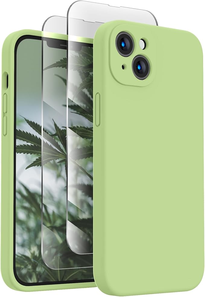 FireNova Designed for iPhone 14 Case, Silicone Upgraded [Camera Protection] Phone Case, Soft Anti-Scratch Microfiber Lining Inside, 6.1 inch, Tea Green