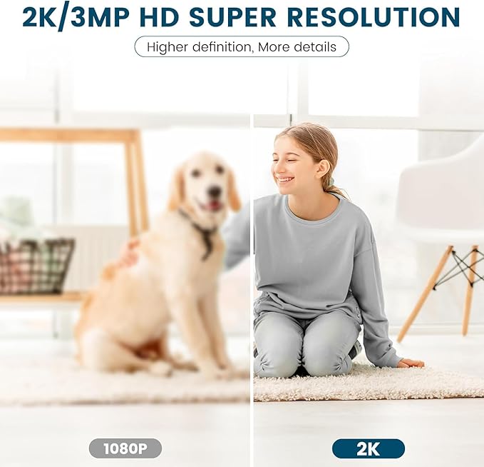 litokam 360 Cameras for Home Security 2K, 2 Pack Indoor Security Camera for Baby/Pet/Nanny with Night Vision, 2.4 GHz Smart WiFi Cam with Motion Detection & Two Way Audio