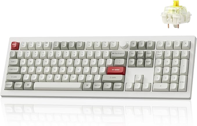 Keychron V6 Max Wireless Custom Mechanical Keyboard, 2.4 GHz Bluetooth 5.1 QMK Full-Size Layout with Hot-swappable Gateron Banana Switch RGB Backlight Compatible with Mac Windows Linux