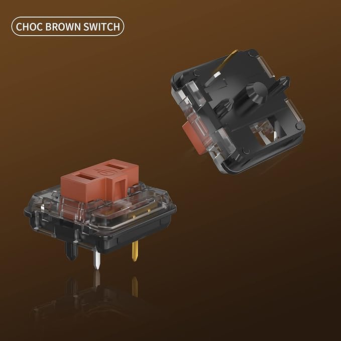 KAILH Official Store Low Profile Switch 1350 Chocolate Mechanical Keyboard Switch RGB SMD Clicky (110, Choc Brown)
