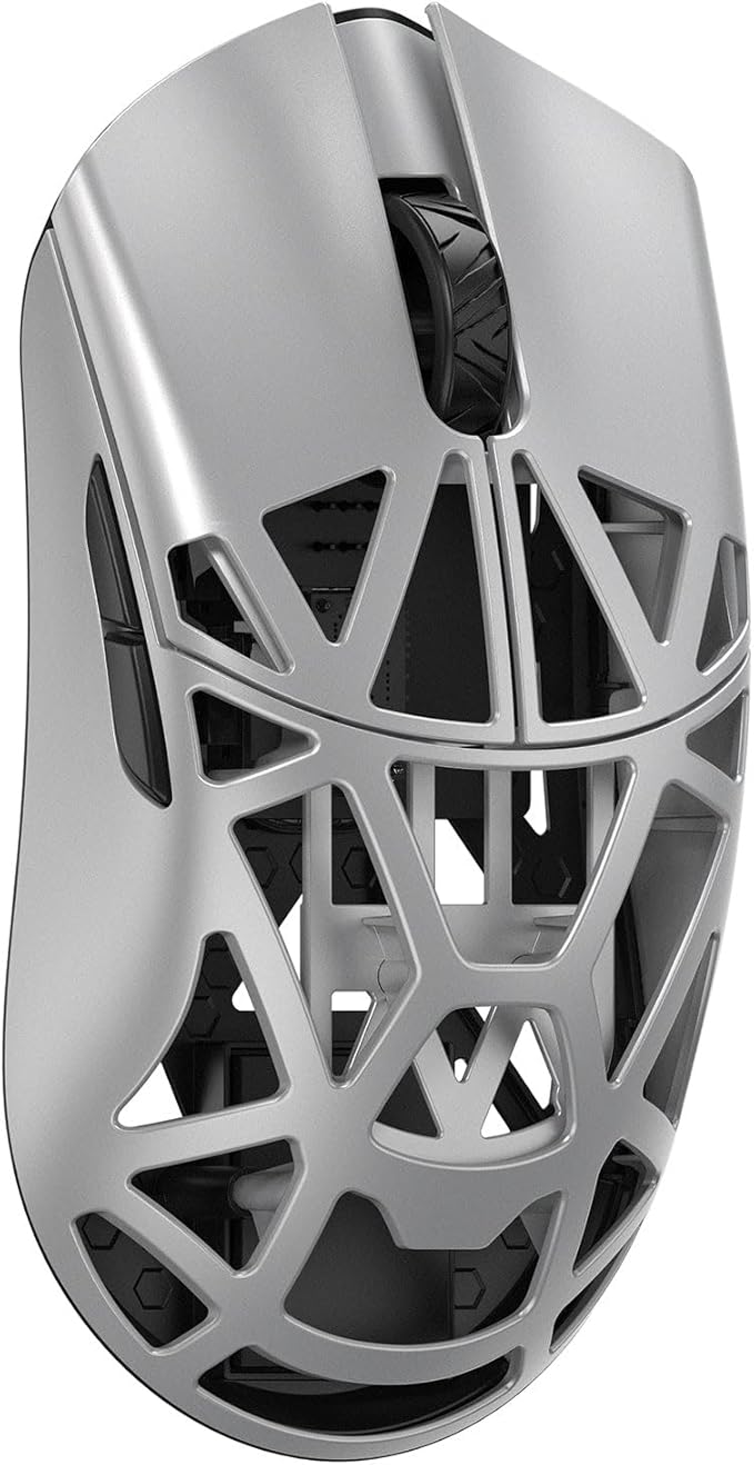 MK x WLMOUSE Beast X Pro Wireless 8K Mouse with Solid Sides (Black Dot, Silver)