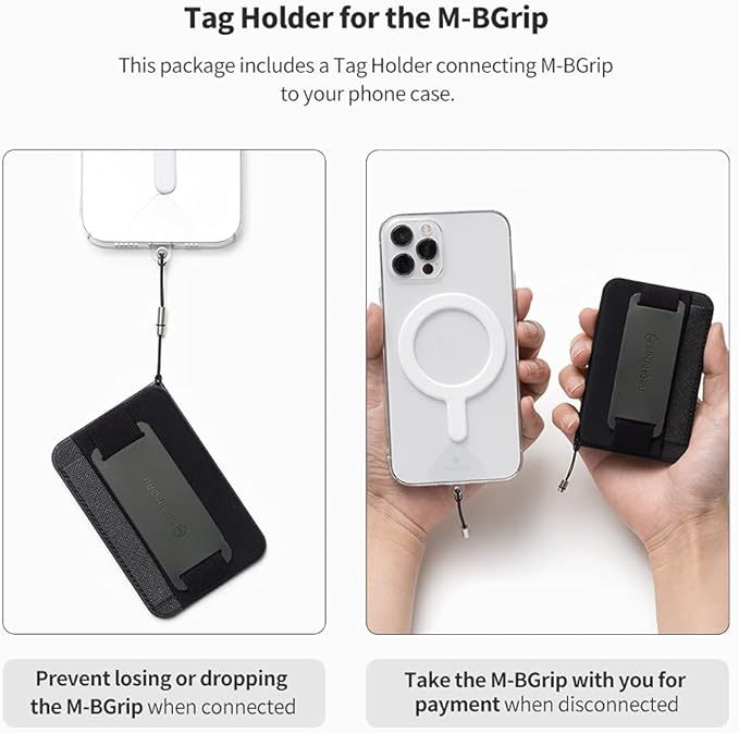 Sinjimoru for 3 in 1 MagSafe Wallet 2600g Magnetic Strength Phone Grip with Stretchy Fabric Secure Flap Anti-Drop Tag Holder for iPhone 16 15 14 13 12 M-BGRIP Clementine