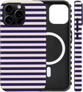 Magnetic for iPhone 13 Pro Case Cute Stripes Phone Case, Shockproof Slim TPU and Hard PC Protective Phone Cover Compatible with MagSafe Designed for Women Girls, Blue&Apricot