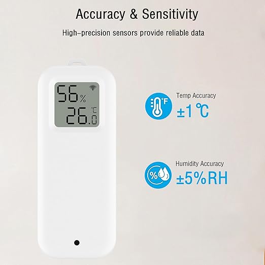 WLAN Thermometer Hygrometer Sensor, Wireless Smart Temperature and Humidity Digital Display Monitor, with Remote App Notification Alert for Home, Greenhouse(4 Pack)