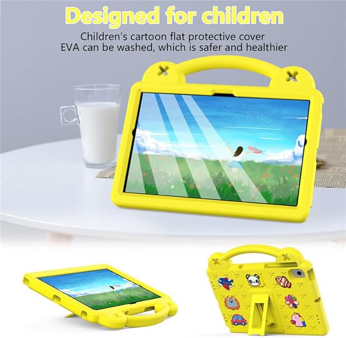 AKABEILA Compatible with Huawei MediaPad M3 Lite S 8.0/Samsung Tab A 8.0 2019 T290/T295/Tab A7 Lite 8.7 T220/T225 2021 Tablet Case, Kids Case with Shoulder Strap & Stand Handle Yellow
