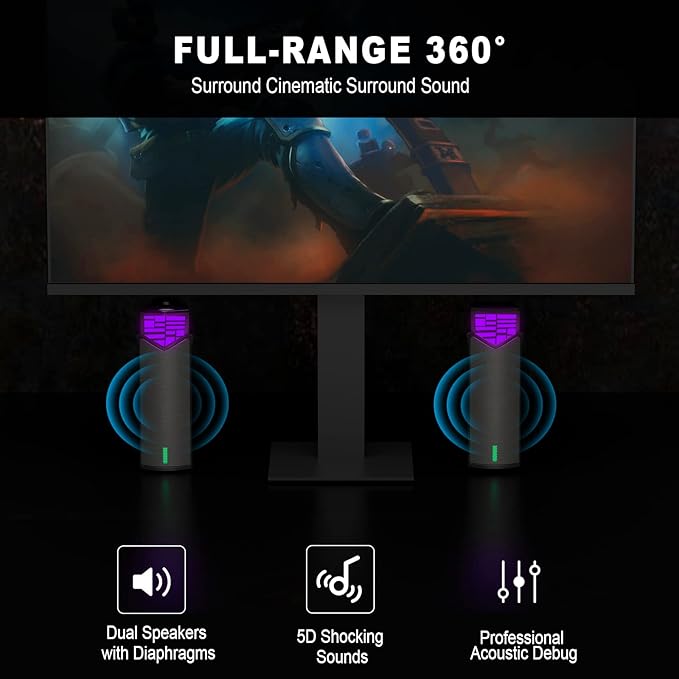 Smalody Computer Speakers for Desktop Gaming Monitor with RGB Lights, 2 in-1 Bluetooth PC Speakers Soundbar USB Powered, Can Be Split and Combined Freely