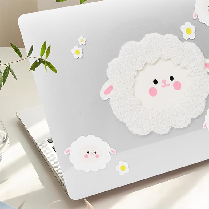 DTangLsm Compatible with MacBook Pro 13 inch Case M2 2024 2023 2022-2016 A2338 M1 A2159 A2289 A2251 A1989 A1706 A1708 Handmade Plastic Hard Shell 3D Plush Sheep Case & Keyboard Cover, Cute Sheep