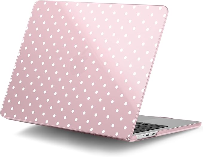 DONGKE Compatible with M5 MacBook Air 15 inch Case 2026 2025-2023 A3448 A3241 A3114 A2941 M4 M3 M2 Liquid Retina Display Touch ID, Protective Hard Shell Cover & Keyboard Skin - White Polka Dots