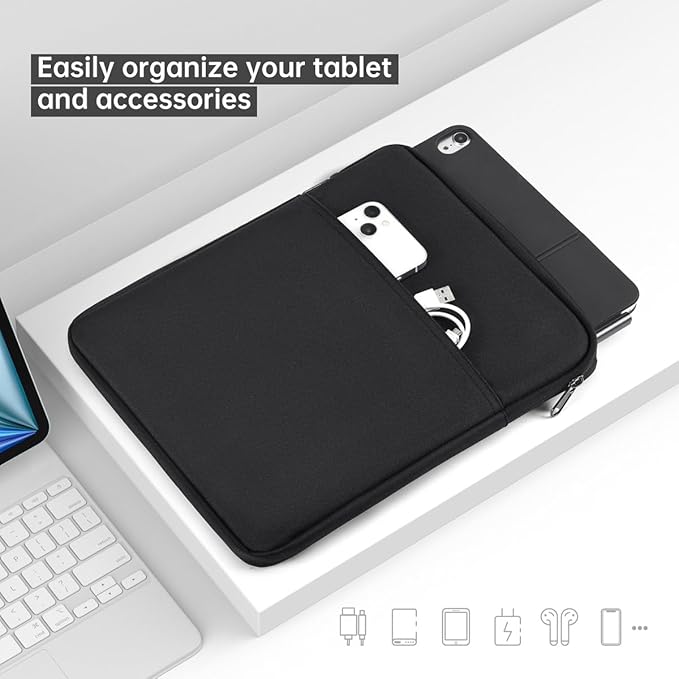 Tablet Sleeve Case for 13 inch New iPad Air M4 M3 M2 2026-2024, 13 inch iPad Pro M4 M5 with Magic/Smart Keyboard, Protective Travel Pouch Bag, Black