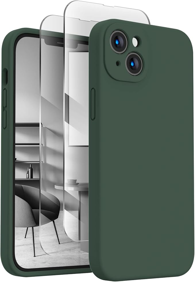 FireNova Designed for iPhone 13 Case, Silicone Upgraded [Camera Protection] Phone Case, Soft Anti-Scratch Microfiber Lining Inside, 6.1 inch, Alpine Green