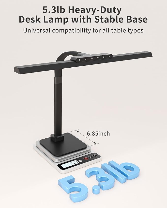 24W LED Desk Lamp, 112 High-Bright Eye-Caring Architect Light, 3000K-6000K Stepless Dimmable Touch Control, Weighted Metal Base, Auto-Dimming & Memory Function for Home Office, Reading, Gaming, Black