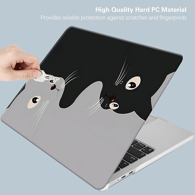 Compatible for MacBook Air 13 inch Case 2021 2020 2019 2018 M1 A2337 A2179 A1932, MacBook Air M1 Case, Cute Aesthetic Protective Plastic Hard Shell & Keyboard Cover, Two Cats