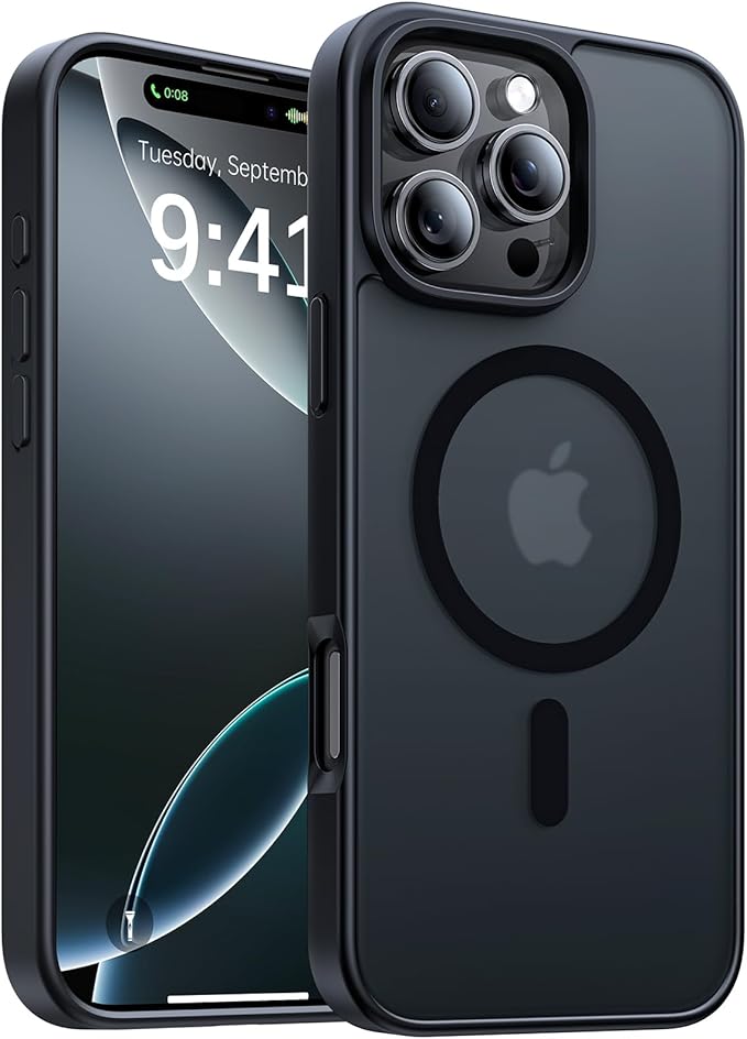 Magnetic for iPhone 16 Pro Max Case[Compatible with MagSafe][Military-Grade Drop Protection][Anti-Yellowing]Shockproof Protective Translucent Matte Cover for iPhone 16 Pro Max Phone Case,Black