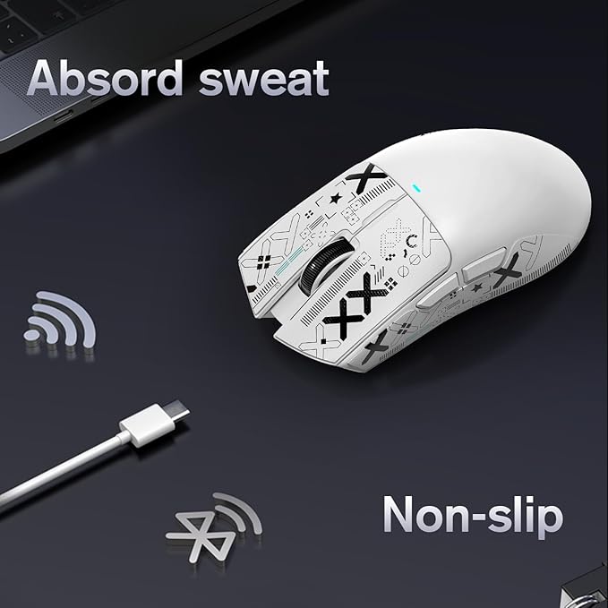 Attack Shark Gaming Mouse Anti-Slip Grip Tape,Compatible with X11 Superlight Wireless pc Mouse,Sweat Resistant,Fine Feel,Cut to Fit,Cool Mouse Skins for Video Games/Office/Study(White)