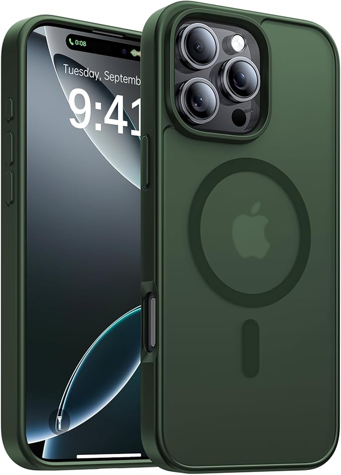 Magnetic for iPhone 16 Pro Max Case[Compatible with MagSafe][Military-Grade Drop Protection][Anti-Yellowing] Shockproof Translucent Matte Cover for iPhone 16 Pro Max Phone Case,Forest Green