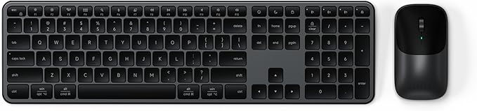 Satechi Wireless Keyboard and Mouse Combo, Slim CEX3 with Multi-Device Bluetooth Pairing and USB-C Receiver Connectivity, Designed for Full-Size Productivity Workspaces, Space Black