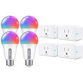Govee Smart Plug, WiFi Bluetooth Outlets 4 Pack Bundle with Govee Smart Light Bulbs, WiFi Bluetooth Color Changing Light Bulbs Compatible with Alexa and Google Assistant