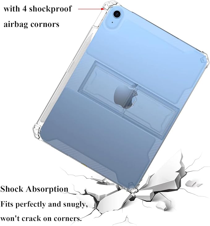 Clear Case for iPad A16 11th Generation 11" 2025/iPad 10th Generation 10.9 inch Case 2022 with Pencil Holder/Kickstand, UUcovers Soft TPU Back Stand Transparent Shockproof Cover for iPad 11/10, Clear